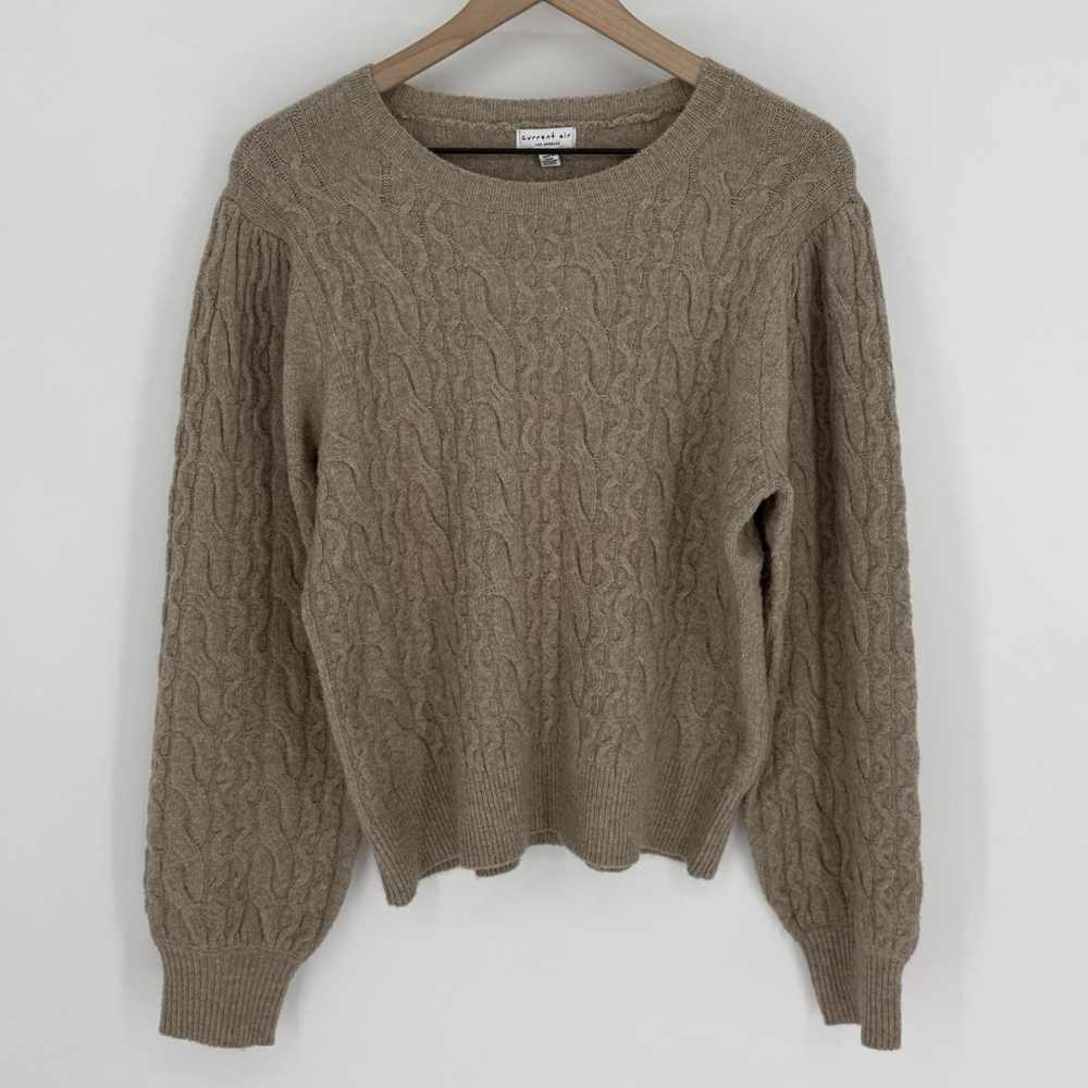 Current Air Beige Cable Knit Wool Blend Sweater Women’s Size Large